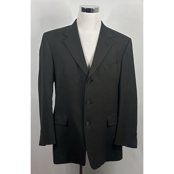 Hart Schaffner Marx 44R Vintage Sport Coat Brown Knit 100% Wool Three Button - Picture 2 of 8